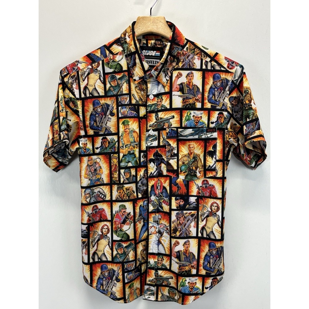 rsvlts g.i. joe "yo, joe!" short-sleeve kunuflex shirt Sz XS Men's Lightweight